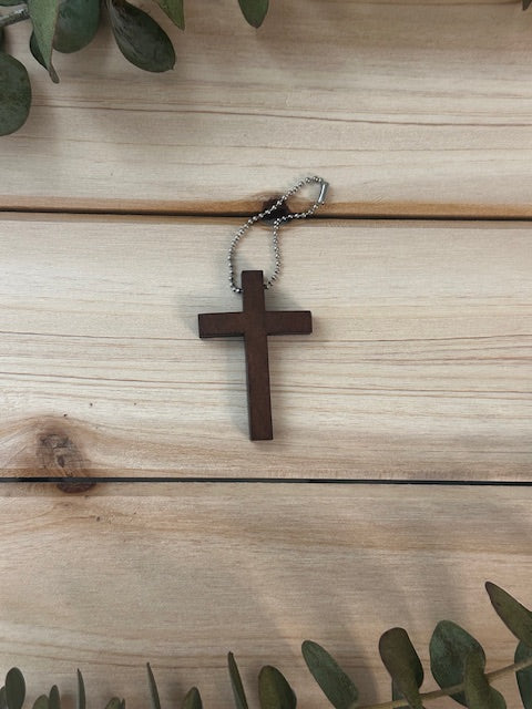 Mini Wooden Cross Keychain