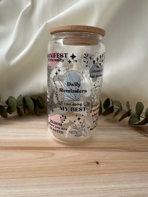 Daily Reminders Glass Cup 16oz