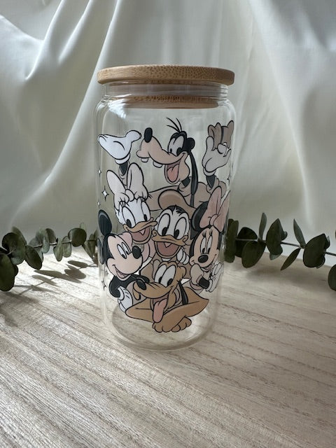 Disney Characters Glass Cup 16oz